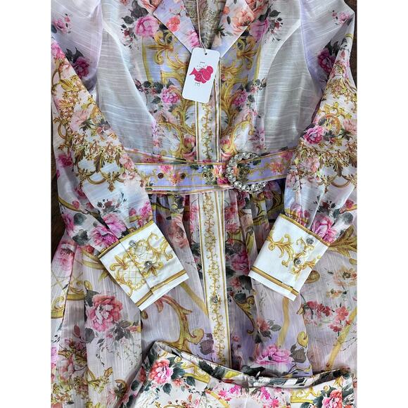 L'Atiste By Amy Bohemian Bliss Paisley Print Two Piece Dress Floral Garden Sz M - Picture 3 of 4